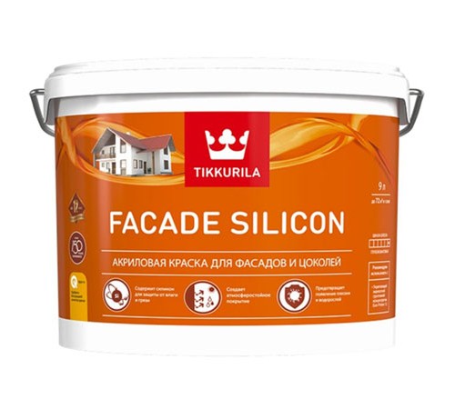 TIKKURILA FACADE SILICON / ТИККУРИЛА ФАСАД СИЛИКОН краска акриловая для фасадов база C 9 л TIKKURILA FACADE SILICON / ТИККУРИЛА ФАСАД СИЛИКОН краска акриловая для фасадов база C 9 л