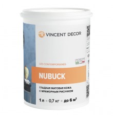 VINCENT DECOR NUBUCK / ВИНСЕНТ ДЕКОР НУБУК декоративное покрытие с эффектом гладкой матовой кожи с мраморным рисунком для внутренних работ белый 1 л