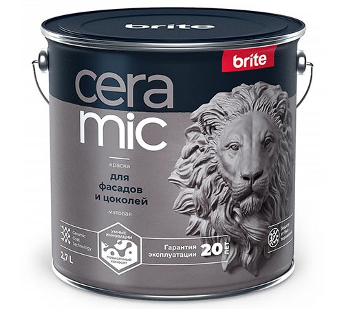 BRITE CERAMIC / БРАЙТ КЕРАМИК краска для фасадов и цоколей, матовая, база С (2,7л)