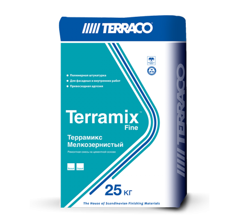 TERRACO ТЕРРАМИКС штукатурка тонкослойная мелкозернистая, белый (25кг) TERRACO ТЕРРАМИКС штукатурка тонкослойная мелкозернистая, белый (25кг)