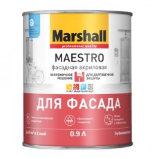 MARSHALL MAESTRO / МАРШАЛЛ МАЭСТРО ФАСАДНАЯ краска для фасадных поверхностей, акриловая, матовая, база BС 0,9л