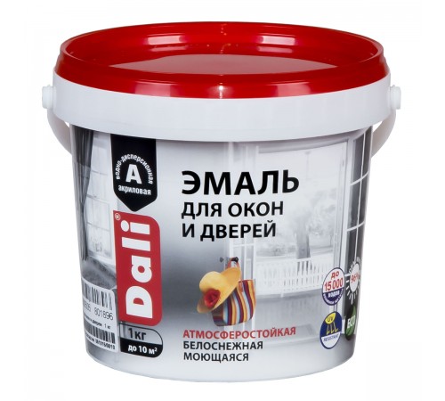 DALI / ДАЛИ эмаль для окон и дверей акриловая атмосферостойкая база А 1 кг DALI / ДАЛИ эмаль для окон и дверей акриловая атмосферостойкая база А 1 кг