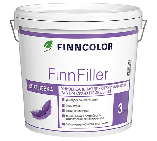 FINNCOLOR FINNFILLER / ФИННКОЛОР ФИННФИЛЛЕР шпаклевка универсальная, финишная для сухих помещений (3л) FINNCOLOR FINNFILLER / ФИННКОЛОР ФИННФИЛЛЕР шпаклевка универсальная, финишная для сухих помещений (3л)