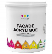 VINCENT FACADE ACRYLIQUE F-2 / ВИНСЕНТ ФАСАД АКРИЛИК Ф-2 краска акрилатная, фасадная, матовая, база С (2,25л)