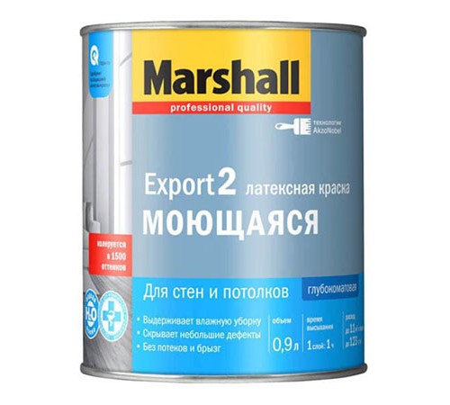 MARSHALL EXPORT 2 / МАРШАЛЛ ЭКСПОРТ 2 глубокоматовая краска для внутренних работ, база BW (0,9л) MARSHALL EXPORT 2 / МАРШАЛЛ ЭКСПОРТ 2 глубокоматовая краска для внутренних работ, база BW (0,9л)