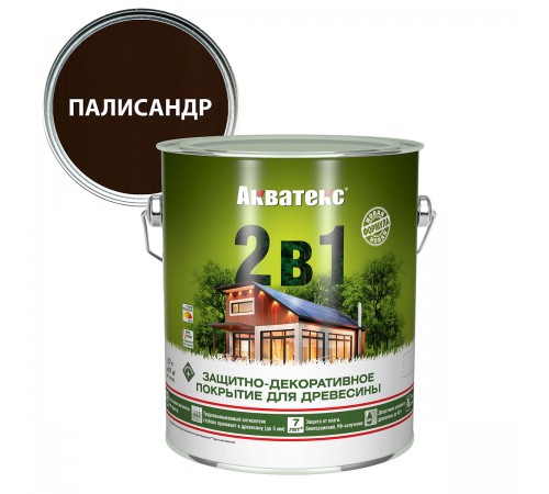 АКВАТЕКС 2 в 1 защит.-декор. покрытие для дерева, алкидное, полумат, лессирующее, палисандр (2,7л)