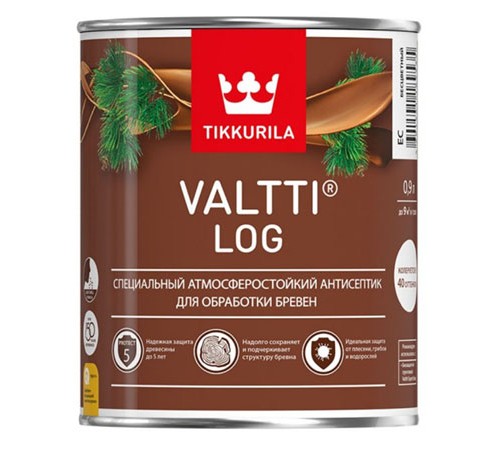 TIKKURILA EURO VALTTI LOG антисептик специальный для бревен, бесцветный (0,9л)
