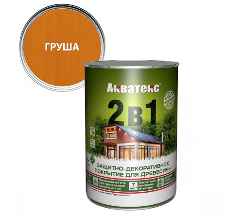 АКВАТЕКС 2 в 1 защит.-декор. покрытие для дерева, алкидное, полумат, лессирующее, груша (0,8л) АКВАТЕКС 2 в 1 защит.-декор. покрытие для дерева, алкидное, полумат, лессирующее, груша (0,8л)