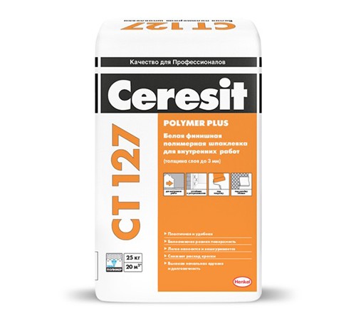 ЦЕРЕЗИТ CT 127 POLYMER PLUS шпаклевка финишная полимерная для внутренних работ (25кг)