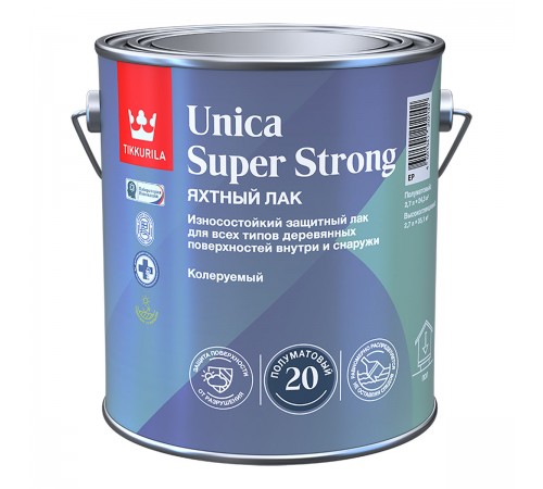 TIKKURILA UNICA SUPER STRONG EP лак универсальный, износостойкий, полуматовый (2,7л) TIKKURILA UNICA SUPER STRONG EP лак универсальный, износостойкий, полуматовый (2,7л)