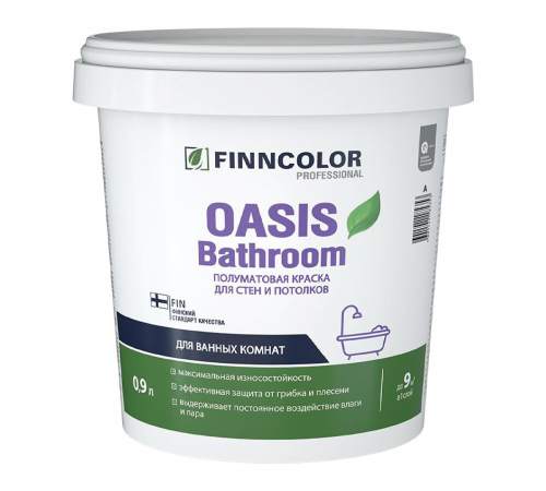 FINNCOLOR OASIS BATHROOM / ФИННКОЛОР ОАЗИС БАФРУМ краска влагостойкая для влажных помещений полуматовая, база C (0,9л) FINNCOLOR OASIS BATHROOM / ФИННКОЛОР ОАЗИС БАФРУМ краска влагостойкая для влажных помещений полуматовая, база C (0,9л)