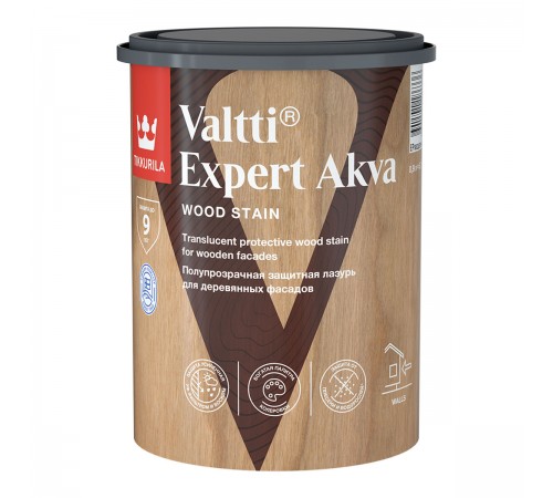 TIKKURILA ВАЛТИ ЭКСПЕРТ АКВА лессирующий антисептик, бесцветный (0,9л)