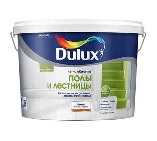 DULUX / ДЮЛАКС ЛЕГКО ОБНОВИТЬ ПОЛЫ И ЛЕСТНИЦЫ краска грунт для пола полуглянцевая база BW 9л