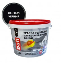 DALI / ДАЛИ краска резиновая трещиностойкая акриловая для кровли цоколя фасада черный 12 кг
