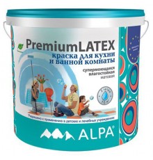 ALPA PREMIUMLATEX краска латексная для кухонь и ванных , влагостойкая, супермоющаяся (5л)