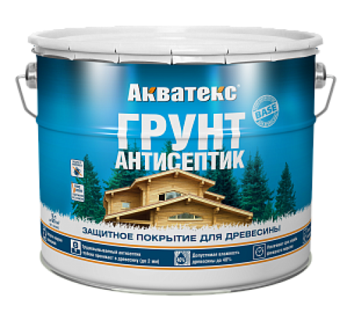 АКВАТЕКС грунт-антисептик для древесины, алкидный, защитный, невымываемый, бесцветный(9л)