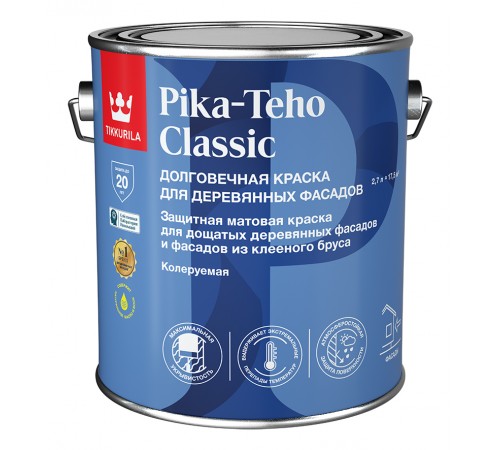 TIKKURILA PIKA TEHO CLASSIC / ТИККУРИЛА ПИКА ТЕХО КЛАССИК краска акрилатная для деревянных фасадов матовая база C 2,7л TIKKURILA PIKA TEHO CLASSIC / ТИККУРИЛА ПИКА ТЕХО КЛАССИК краска акрилатная для деревянных фасадов матовая база C 2,7л
