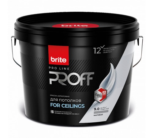 BRITE PROFESSIONAL / БРАЙТ ПРОФЕССИОНАЛ краска для потолка супербелая матовая, база А (9л) BRITE PROFESSIONAL / БРАЙТ ПРОФЕССИОНАЛ краска для потолка супербелая матовая, база А (9л)