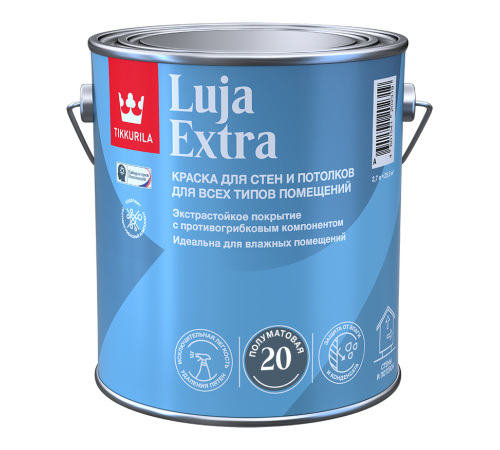 TIKKURILA LUJA EXTRA 20 краска для влажных помещений антигрибковая акриловая п-мат база А (2,7л) TIKKURILA LUJA EXTRA 20 краска для влажных помещений антигрибковая акриловая п-мат база А (2,7л)