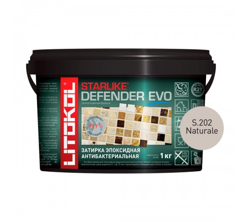 LITOKOL STARLIKE DEFENDER EVO / ЛИТОКОЛ СТАРЛАЙК ДЕФЕНДЕР ЭВО затирка двухкомпонентная, эпоксидная, S.202 naturale, 1кг LITOKOL STARLIKE DEFENDER EVO / ЛИТОКОЛ СТАРЛАЙК ДЕФЕНДЕР ЭВО затирка двухкомпонентная, эпоксидная, S.202 naturale, 1кг