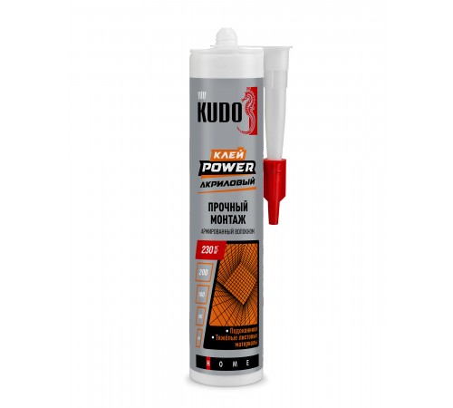 KUDO HOME POWER / КУДО ХОУМ ПАУЕР клей акриловый, армированный волокном, белый (280мл)