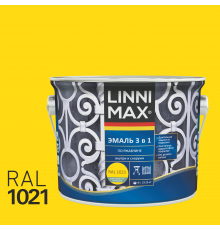 LINNIMAX / ЛИННИМАКС эмаль алкидно-уретановая по ржавчине 3 в 1 для наружных и внутренних работ желтый RAL 1021 (2,5л)