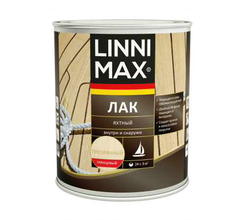 LINNIMAX / ЛИННИМАКС лак алкидно-полиуретановый яхтный для наружных и внутренних работ глянцевый бесцветный (0,75л) LINNIMAX / ЛИННИМАКС лак алкидно-полиуретановый яхтный для наружных и внутренних работ глянцевый бесцветный (0,75л)