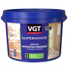 VGT SUPERWHITE / ВГТ СУПЕРВАЙТ ВД-АК-1180 краска интерьерная, моющаяся, акриловая, матовая, база А (13кг)
