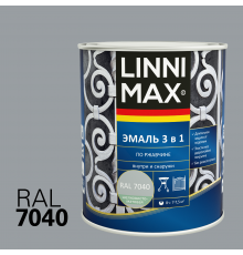 LINNIMAX / ЛИННИМАКС эмаль алкидно-уретановая по ржавчине 3 в 1 для наружных и внутренних работ серый RAL 7040 (0,75л)