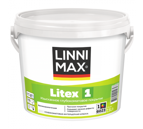 LINNIMAX LITEX 1 / ЛИННИМАКС ЛИТЕКС 1 краска для стен и потолков латексная водно-дисперсионная для внутренних работ глубокоматовая база 1 (2,5л) LINNIMAX LITEX 1 / ЛИННИМАКС ЛИТЕКС 1 краска для стен и потолков латексная водно-дисперсионная для внутренних работ глубокоматовая база 1 (2,5л)