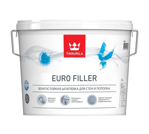 TIKKURILA EURO FILLER шпаклевка влагостойкая, для стен и потолков (10л) TIKKURILA EURO FILLER шпаклевка влагостойкая, для стен и потолков (10л)
