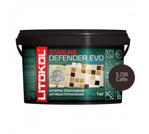 LITOKOL STARLIKE DEFENDER EVO / ЛИТОКОЛ СТАРЛАЙК ДЕФЕНДЕР ЭВО затирка двухкомпонентная, эпоксидная, S.235 caffe, 1кг LITOKOL STARLIKE DEFENDER EVO / ЛИТОКОЛ СТАРЛАЙК ДЕФЕНДЕР ЭВО затирка двухкомпонентная, эпоксидная, S.235 caffe, 1кг