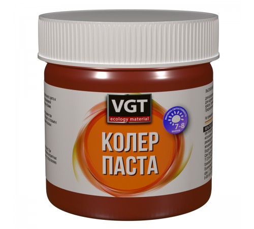 VGT паста колеровочная высококонцентрированная для водоразбавляемых ЛКМ, красный (0,15кг) VGT паста колеровочная высококонцентрированная для водоразбавляемых ЛКМ, красный (0,15кг)