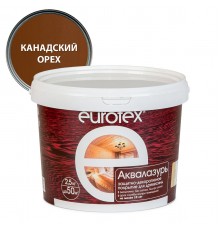 EUROTEX / ЕВРОТЕКС АКВАЛАЗУРЬ лак защит.-декор. для дерева, акриловый, лессирующий, канадский орех (2,5л)