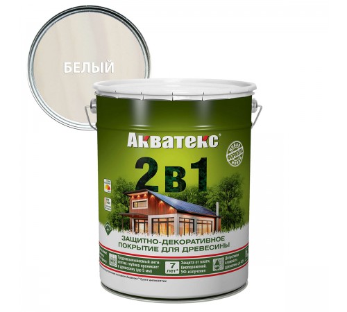 АКВАТЕКС 2 в 1 защит.-декор. покрытие для дерева, алкидное, полумат, лессирующее, белый (20л) АКВАТЕКС 2 в 1 защит.-декор. покрытие для дерева, алкидное, полумат, лессирующее, белый (20л)