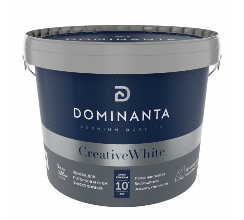 DOMINANTA CreativeWhite / ДОМИНАНТА КреативВайт Краска для потолков и стен тиксотропная, глубокоматовая, база BC (9л)