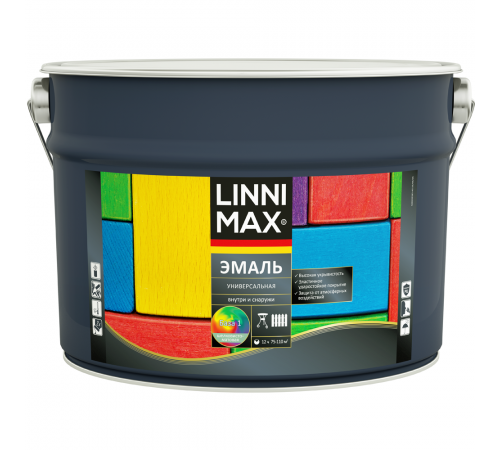 LINNIMAX / ЛИННИМАКС эмаль алкидная универсальная для наружных и внутренних работ шелковисто-матовая база 1 (2,5л)