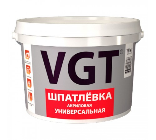 VGT шпатлевка универсальная, акриловая для наружных и внутренних работ (1,7кг) VGT шпатлевка универсальная, акриловая для наружных и внутренних работ (1,7кг)