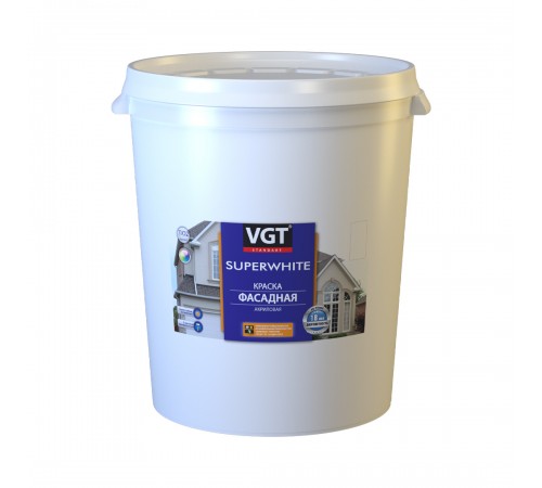 VGT SUPERWHITE / ВГТ СУПЕРВАЙТ ВД-АК-1180 краска фасадная, супербелый, акриловая, матовая (45кг) VGT SUPERWHITE / ВГТ СУПЕРВАЙТ ВД-АК-1180 краска фасадная, супербелый, акриловая, матовая (45кг)