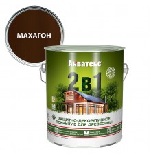 АКВАТЕКС 2 в 1 защит.-декор. покрытие для дерева, алкидное, полумат, лессирующее, махагон (2,7л)