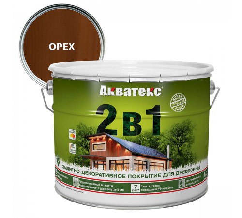АКВАТЕКС 2 в 1 защит.-декор. покрытие для дерева, алкидное, полумат, лессирующее, орех (9л) АКВАТЕКС 2 в 1 защит.-декор. покрытие для дерева, алкидное, полумат, лессирующее, орех (9л)
