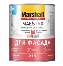MARSHALL MAESTRO / МАРШАЛЛ МАЭСТРО ФАСАДНАЯ краска для фасадных поверхностей, акриловая, матовая, база BW 0,9л