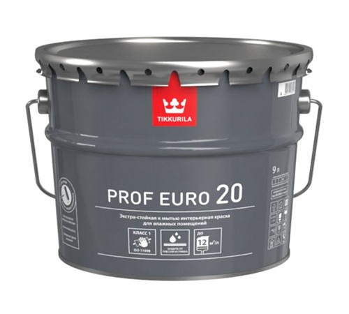 TIKKURILA PROF EURO 20 краска для влажных помещений, база A, п/мат (9л) TIKKURILA PROF EURO 20 краска для влажных помещений, база A, п/мат (9л)