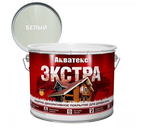 АКВАТЕКС-ЭКСТРА защит.-декор. покрытие для дерева, алкидное, полуглянц, белый (9л) new