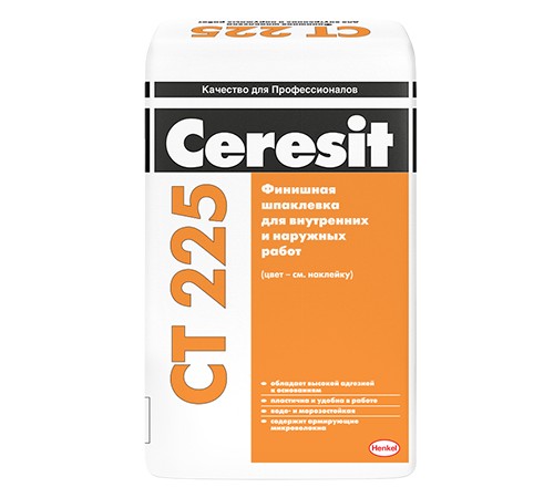 ЦЕРЕЗИТ CT 225 шпаклевка финишная для наружных и внутренних работ, белая (25кг)