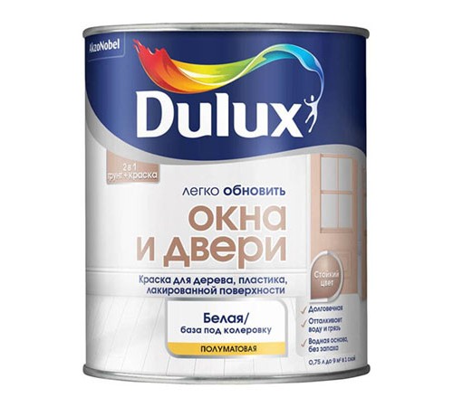 DULUX / ДЮЛАКС ЛЕГКО ОБНОВИТЬ ОКНА И ДВЕРИ краска грунт для дерева пластика полуматовая база BC 0,75л DULUX / ДЮЛАКС ЛЕГКО ОБНОВИТЬ ОКНА И ДВЕРИ краска грунт для дерева пластика полуматовая база BC 0,75л