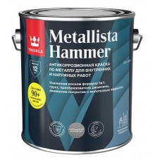 TIKKURILA METALLISTA HAMMER / ТИККУРИЛА МЕТАЛЛИСТА ХАММЕР краска по ржавчине 3 в 1 молотковая глянцевая серебристый 2,3л new