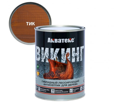 Акватекс Викинг антисептик для дерева гибридный, лессирующий, полуматовый, тик (0,75л) new Акватекс Викинг антисептик для дерева гибридный, лессирующий, полуматовый, тик (0,75л) new