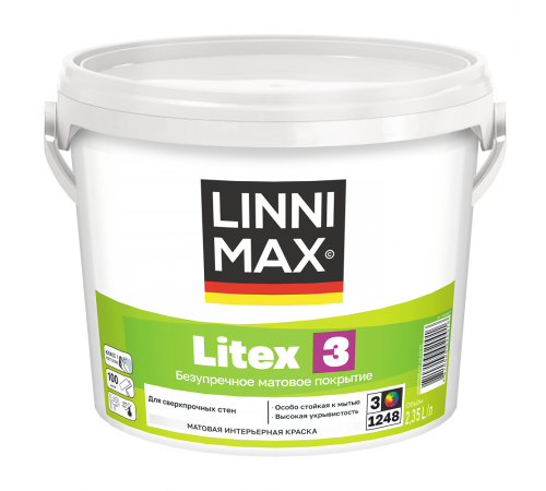 LINNIMAX LITEX 3 / ЛИННИМАКС ЛИТЕКС 3 краска для стен латексная водно-дисперсионная для внутренних работ матовая база 3 (2,35л)