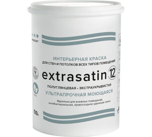 VINCENT EXTRASATIN 12 / ВИНСЕНТ ЭКСТРАСАТИН 12 краска интерьерная, полуглянцевая, база C (0,9л) VINCENT EXTRASATIN 12 / ВИНСЕНТ ЭКСТРАСАТИН 12 краска интерьерная, полуглянцевая, база C (0,9л)